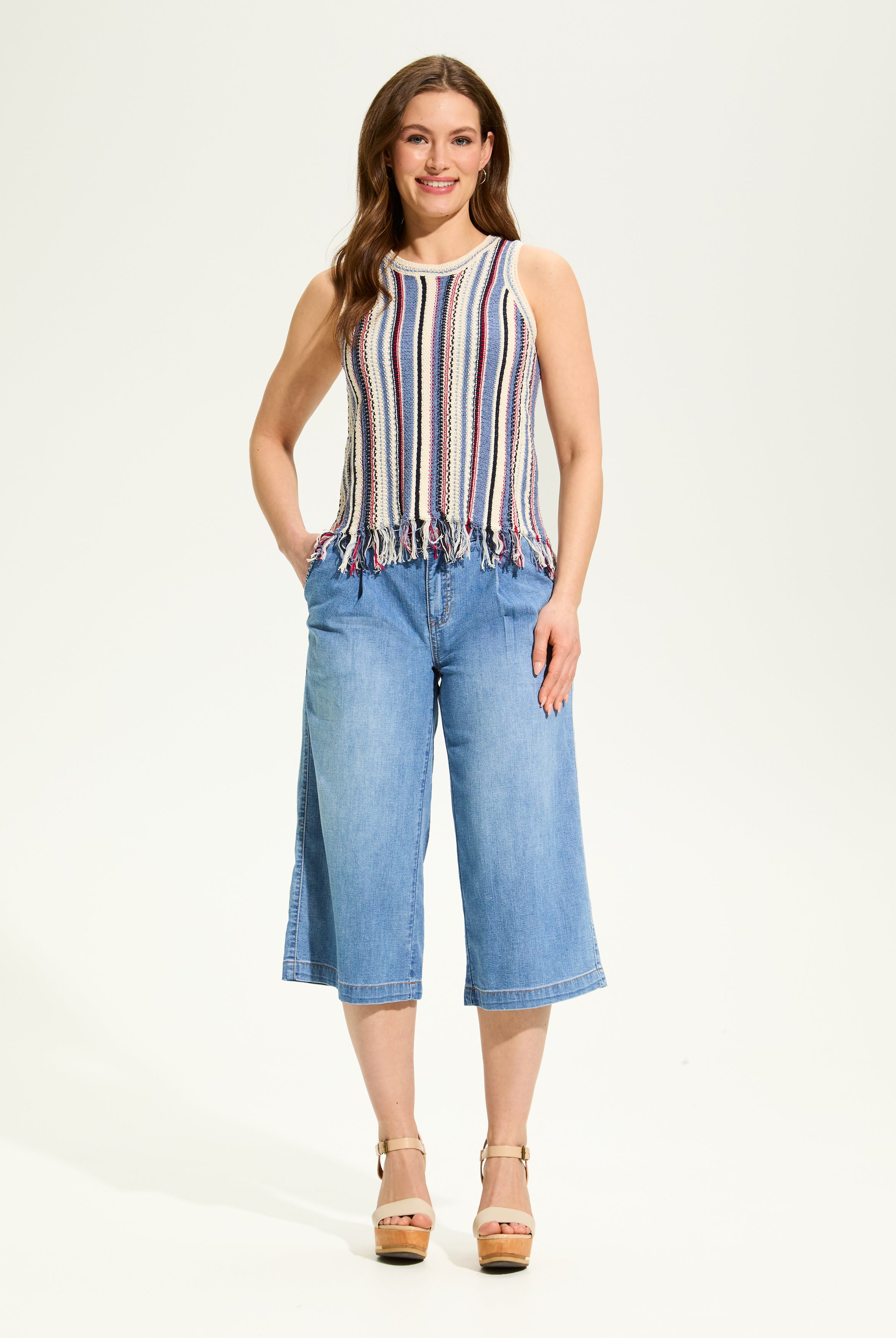Vertical Stripe Cami Sweater