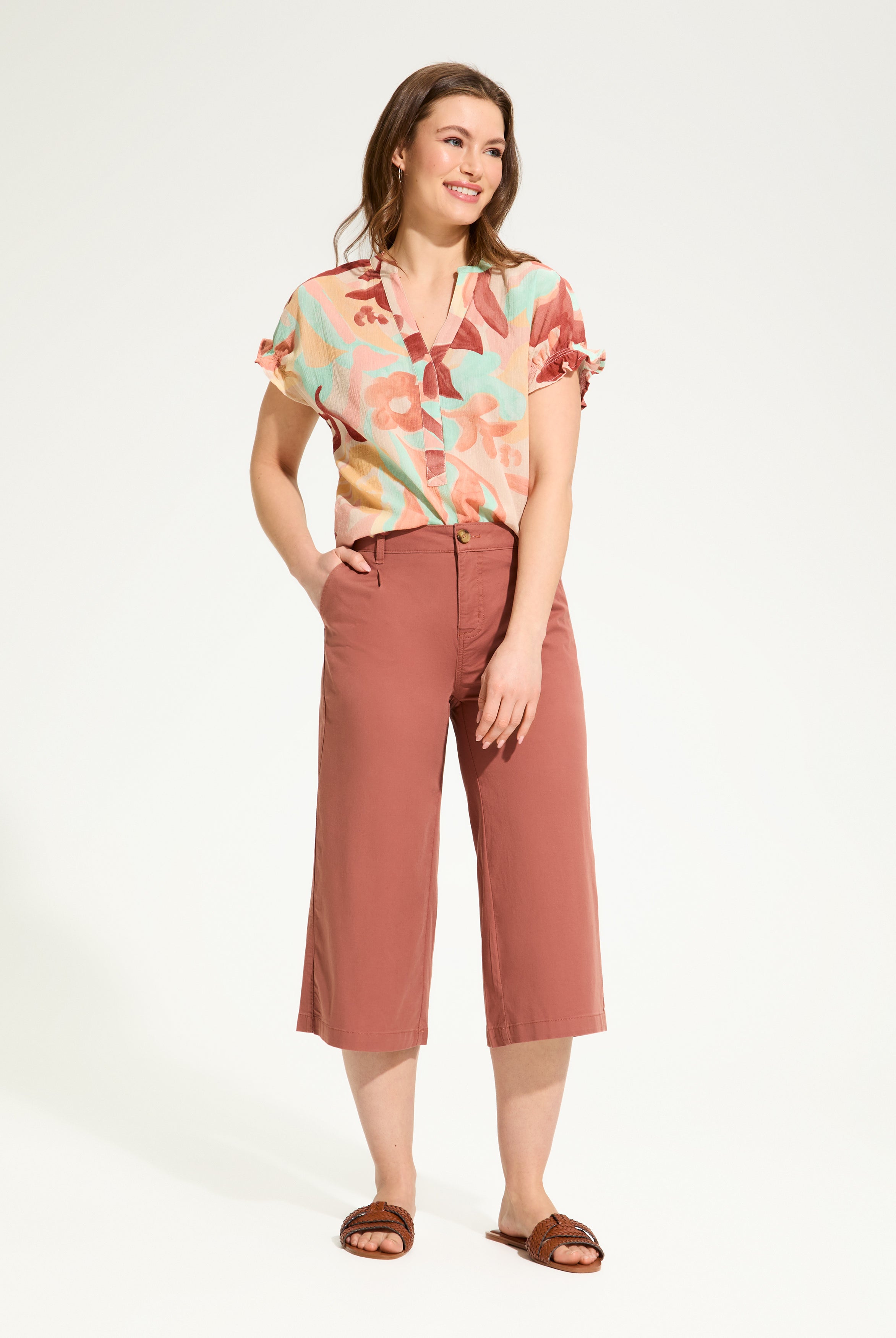 Olivia Pleated wide Capri