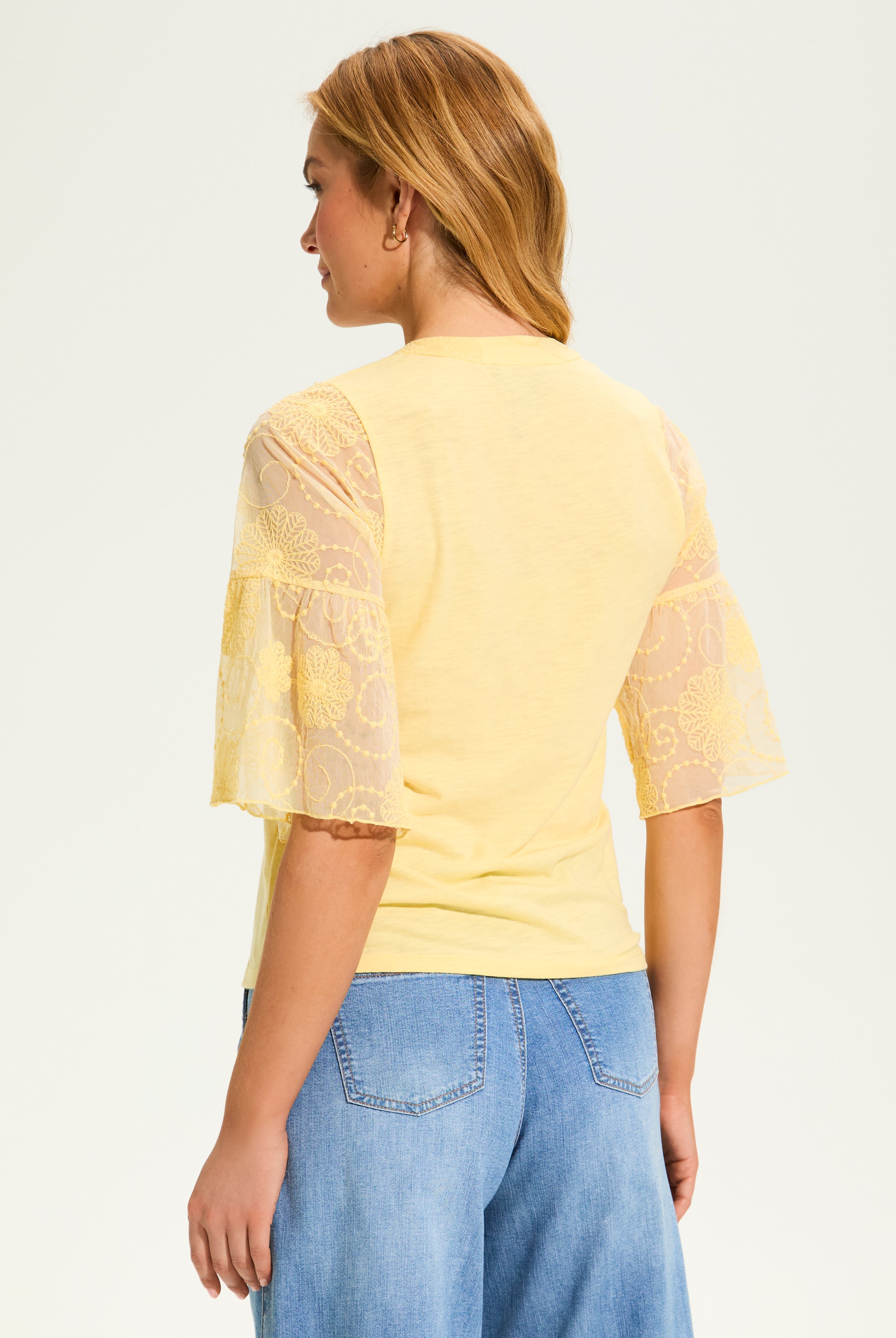 Mesh Bell Sleeve Top